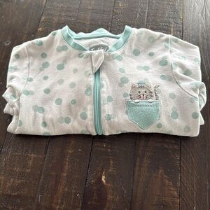 🍄24 M Tuffy gender, neutral, kitty cat polkadot Polka Dot Kids One Piece pajamas